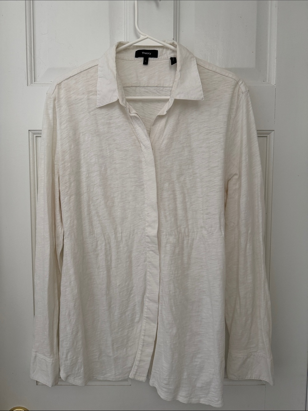 Theory Women's Cream Button-Front Collared Shirt